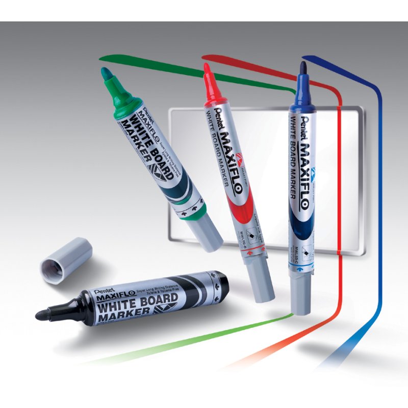 Pentel marqueur pour tableau blanc, bleu, pointe fine, 1,6 mm